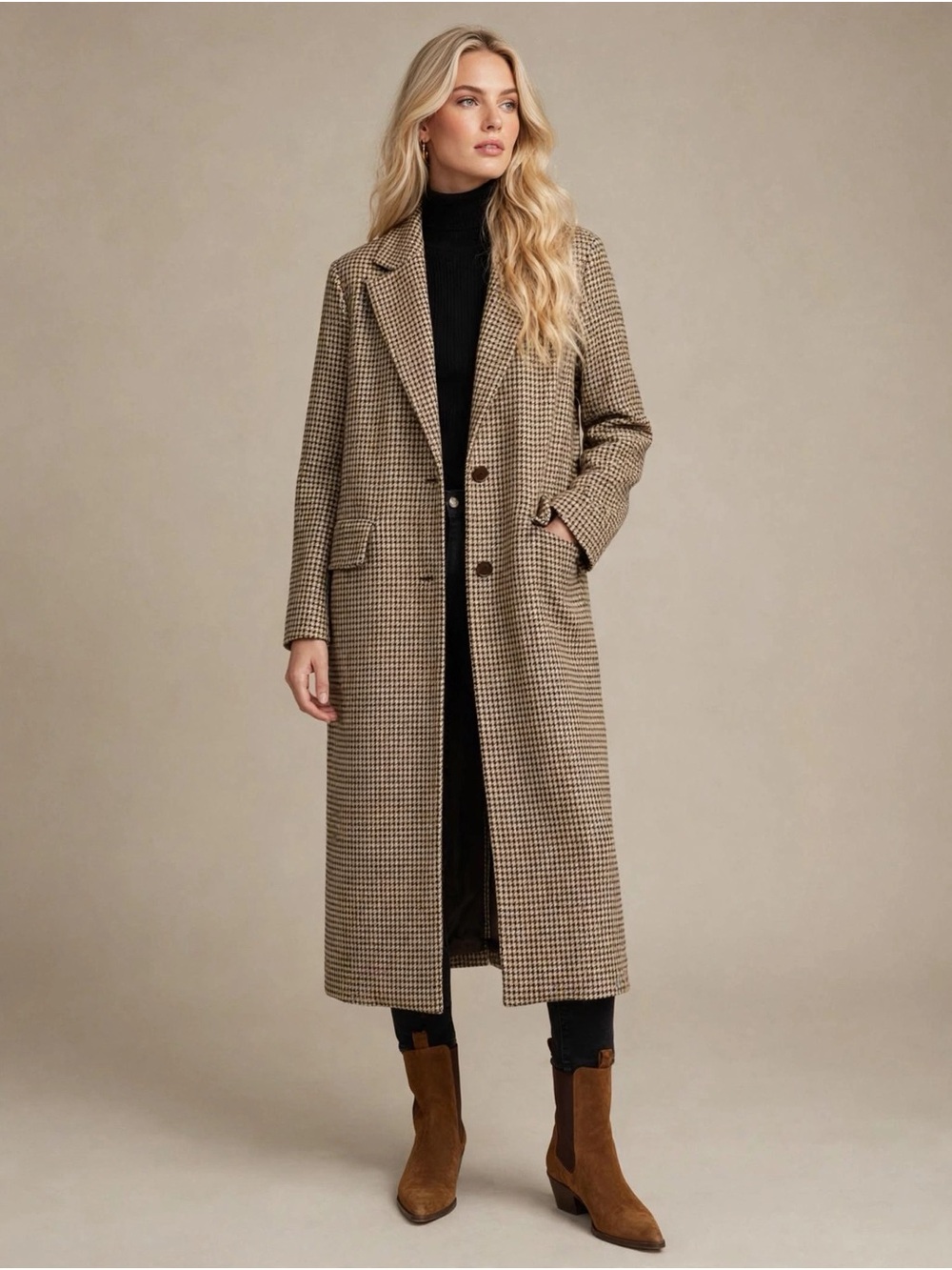 A New Day Houndstooth Long Coat